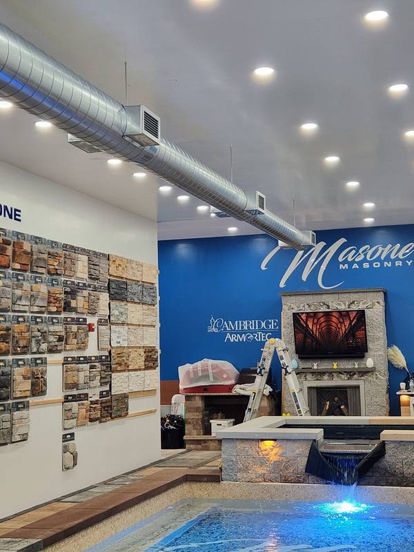 Spiral duct showroom installation