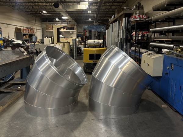 Spiral duct 45-degree elbows